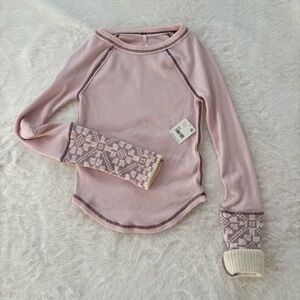 Free People Pink Long Sleeve Top